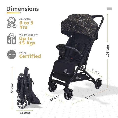 Black Pocket Air Lite Stroller With One Hand Fold