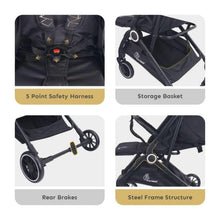 Load image into Gallery viewer, Black Pocket Air Lite Stroller With One Hand Fold
