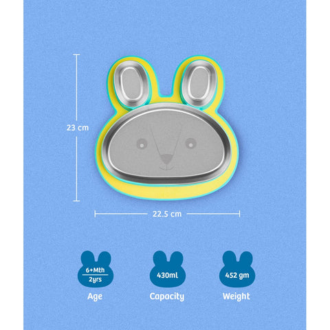 Hoppy Playte Anti Skid Stainless Steel Divided Plate