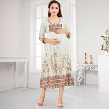 Load image into Gallery viewer, Cream Full Sleeves Nursing Maternity Cotton Dress

