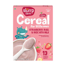 Load image into Gallery viewer, Slurrp Farm Cereal Strawberry Ragi &amp; Rice With Milk - 200gm
