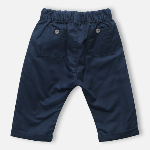 Navy Blue Elasticated Waist Cotton Pants