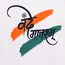 Load image into Gallery viewer, White Vande Mataram Independence Day Half Sleeves T-Shirt
