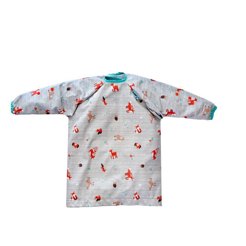 Grey Woodland Friends Short-sleeve Coverall Weaning Bib