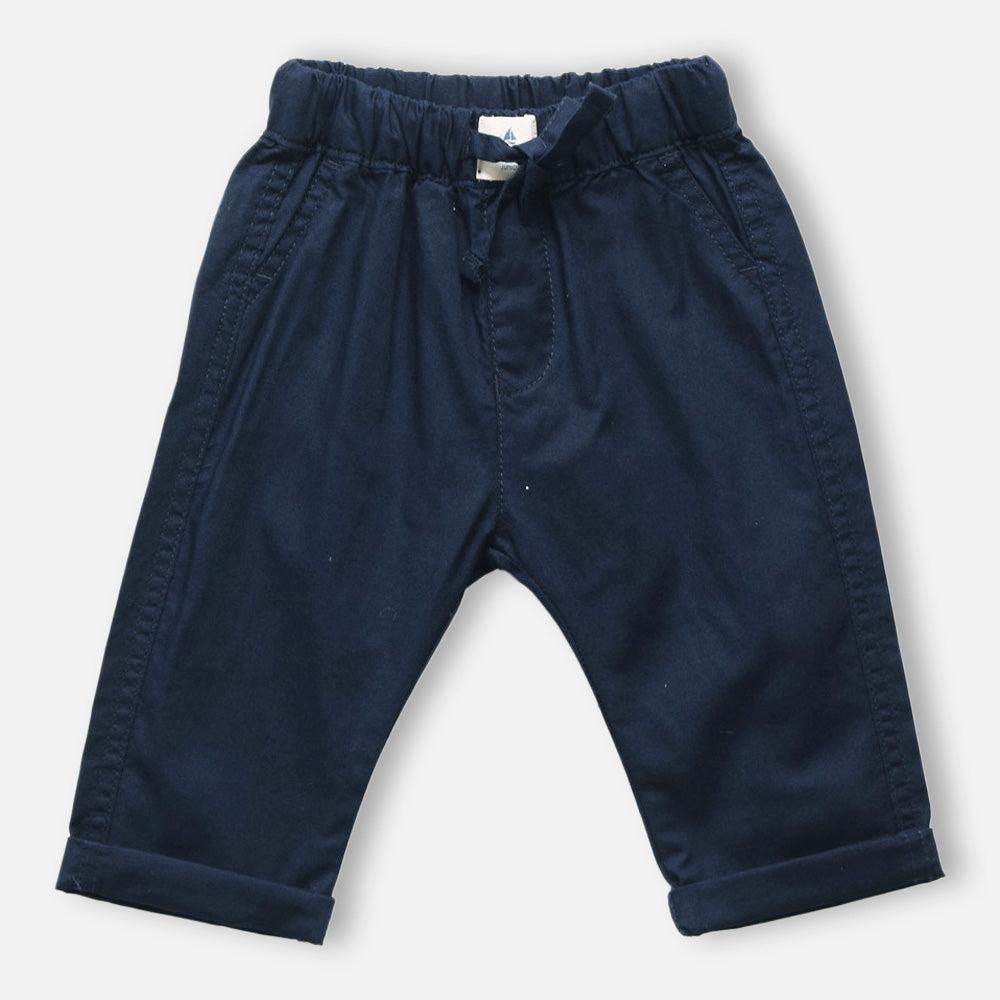Navy Blue Elasticated Waist Cotton Pants