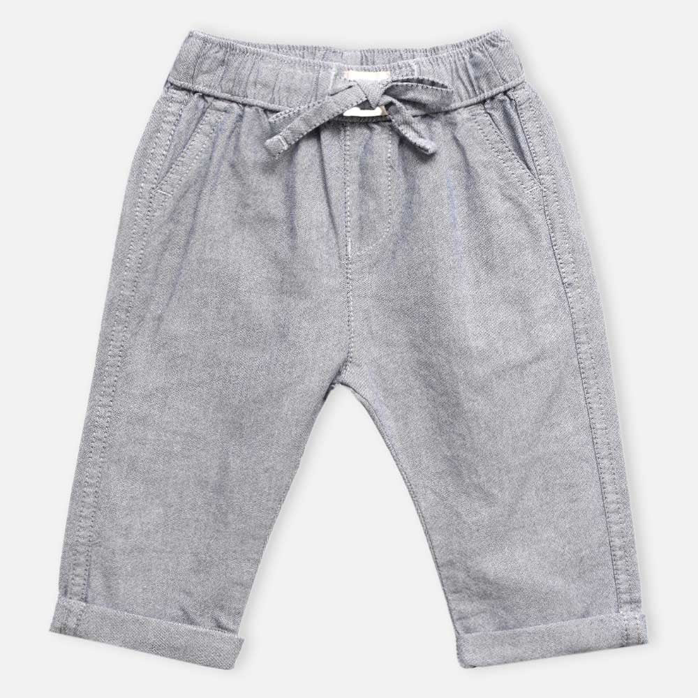 Elasticated Waist Cotton Pants- Grey