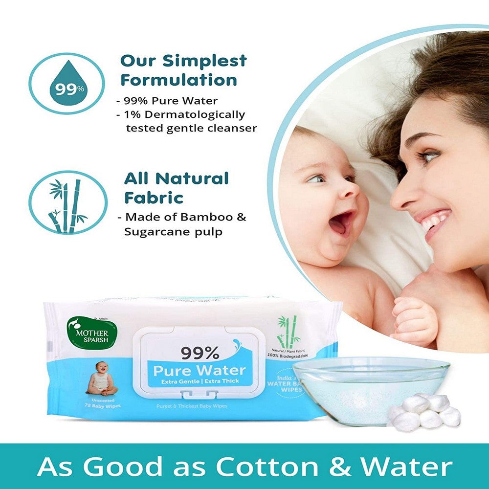 Mother Sparsh 99% Water Wipes - 72pcs