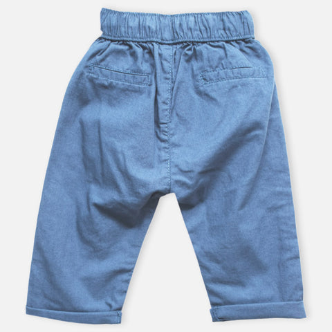 Cotton Elasticated Waist Pants-Light Blue