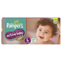 Load image into Gallery viewer, Large Pampers Active Baby Diapers - 50 Pieces (9-14 kg)
