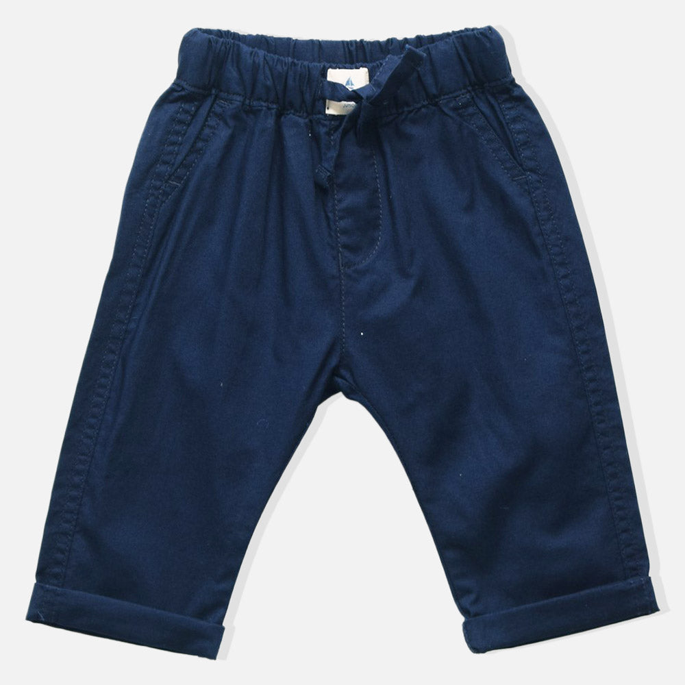 Navy Blue Cotton Elasticated Waist Pants