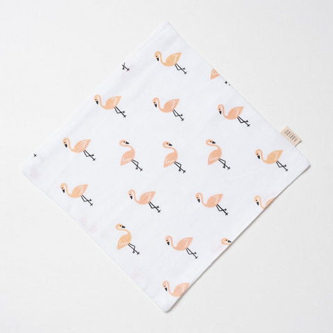White Tropical Flamingo Printed Muslin Washcloth Pack Of 2