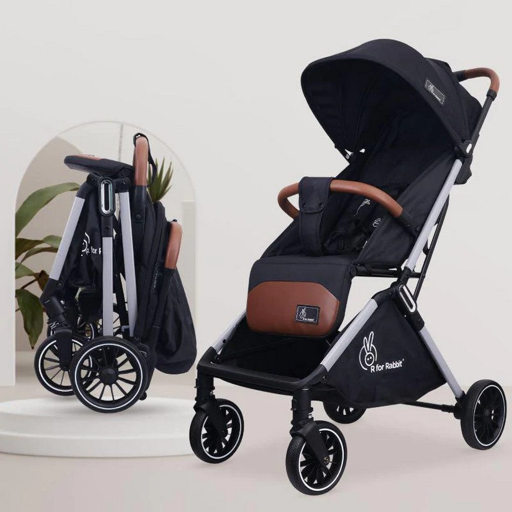 Black Street Smart Auto Fold Stroller For Kids