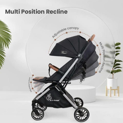 Black Street Smart Auto Fold Stroller For Kids