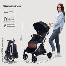 Load image into Gallery viewer, Black Street Smart Auto Fold Stroller For Kids
