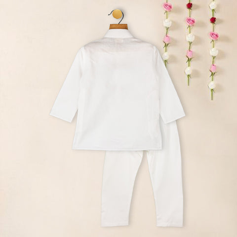 Plain White Full Sleeves Cotton Kurta With Pajama