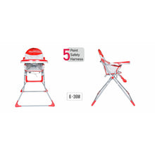 Load image into Gallery viewer, Red High Chair With 5 Point Safety Harness
