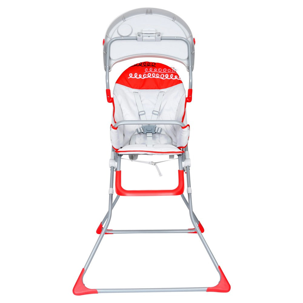 Red High Chair With 5 Point Safety Harness