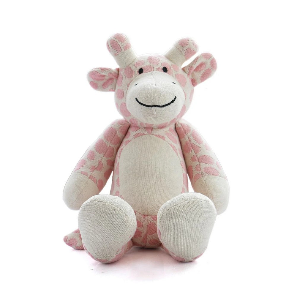 Pink Tall Giraffe Cotton Knitted Stuffed Soft Toy