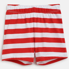 Load image into Gallery viewer, White Short Sleeves T-Shirt With Red Striped Shorts
