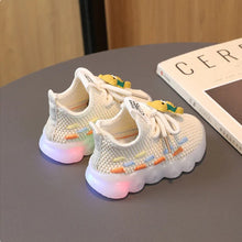 Load image into Gallery viewer, Beige Breathable Sneakers With LED Light-Up
