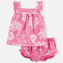 Load image into Gallery viewer, Pink Floral Cotton Dress With Bloomer
