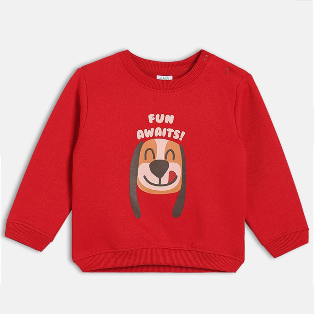 Red Full Sleeves Dog Printed T-Shirt