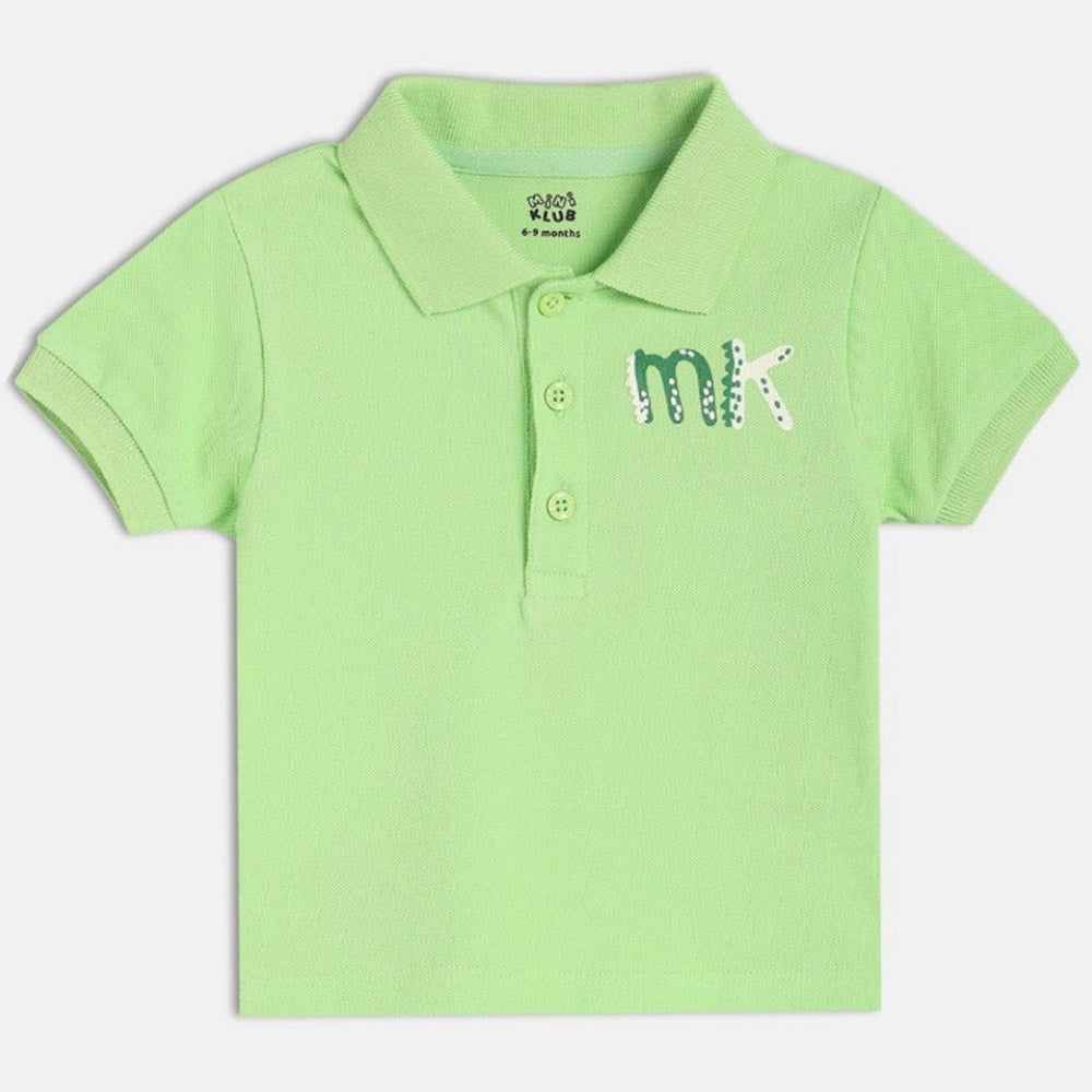 Green Polo Collar Cotton T-shirt