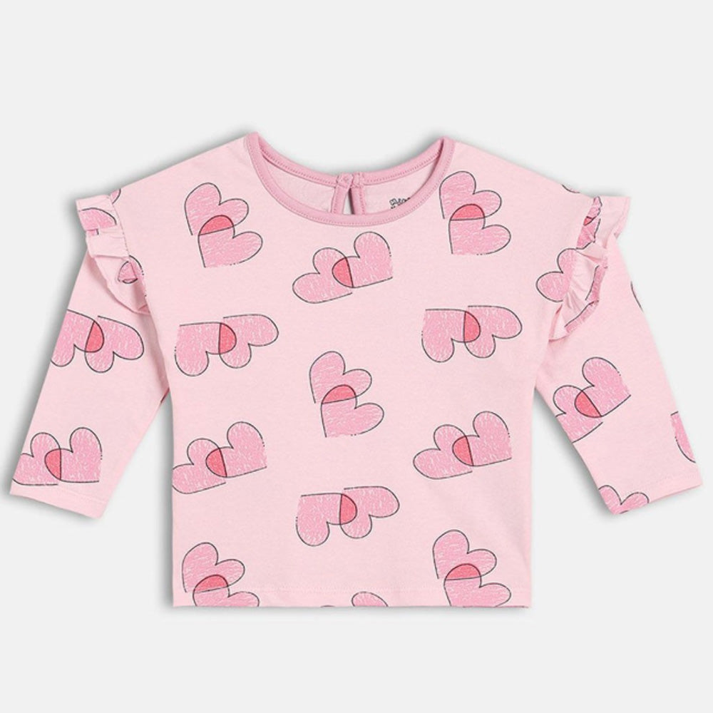 Pink Full Sleeves Printed Top