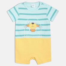 Load image into Gallery viewer, Blue Infant Striped Applique Rompers
