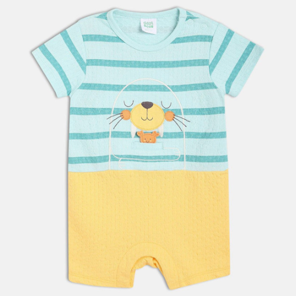 Blue Infant Striped Applique Rompers