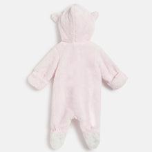 Load image into Gallery viewer, Pink Hooded Footsie With 3D Ear Details &amp; Folded Mittens
