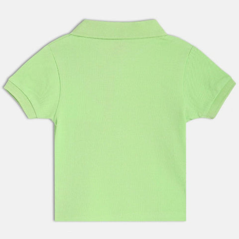 Green Polo Collar Cotton T-shirt