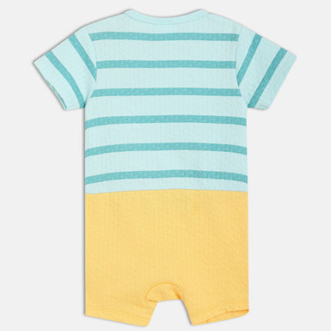 Blue Infant Striped Applique Rompers