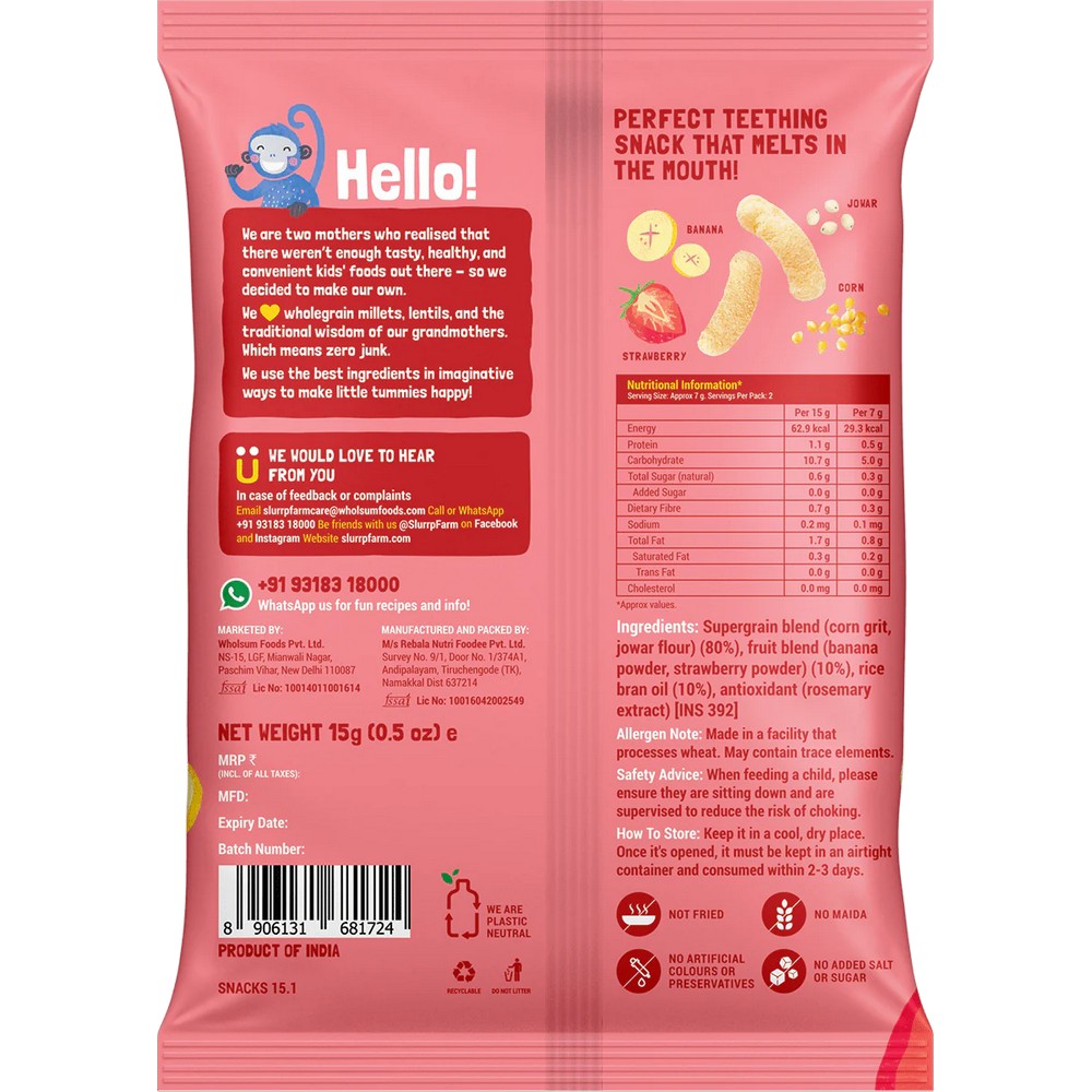 Slurrp Farm Strawberry Melty Puffs - 15gm – Greenbell