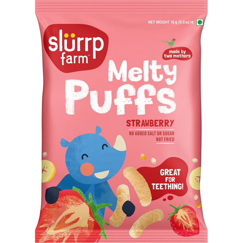 Slurrp Farm Strawberry Flavor Teething Millet Puffs - 15gm