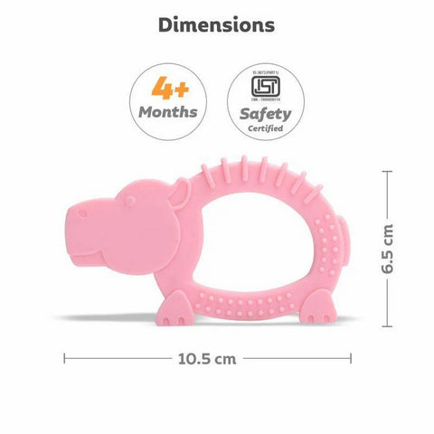 Pink Hippo Silicone Teether