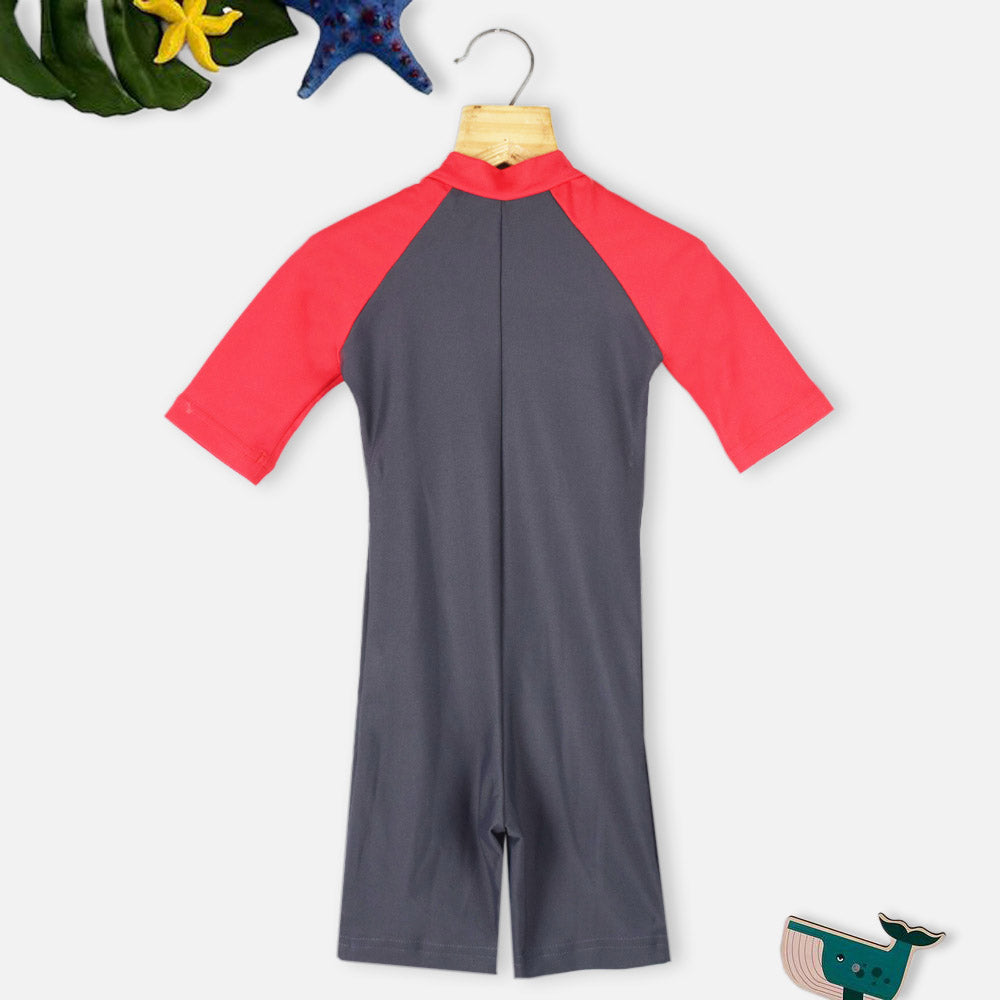 Half Raglan Sleeves Swimsuit