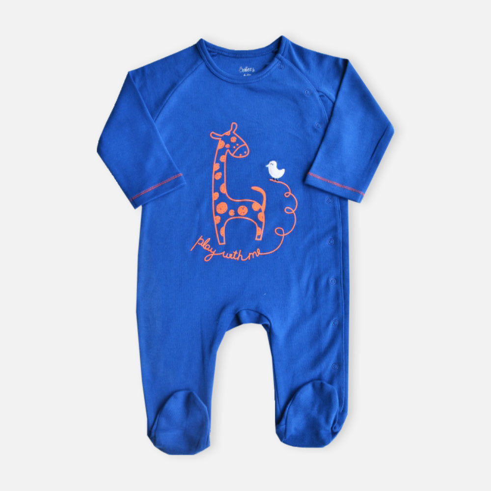 Blue Giraffe Theme Full Sleeves Footsie