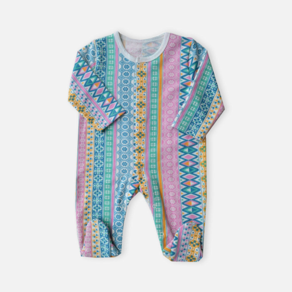 Blue Aztec Printed Full Sleeves Footsie