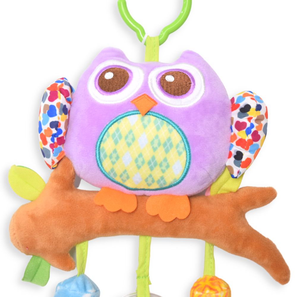 Purple Owl Hanging Toy With Rattle