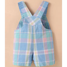 Load image into Gallery viewer, Blue Half Sleeves Bear Printed T-Shirt &amp; Checkered Dungaree
