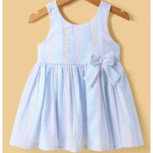 Load image into Gallery viewer, Blue Striped Half Sleeves Frock
