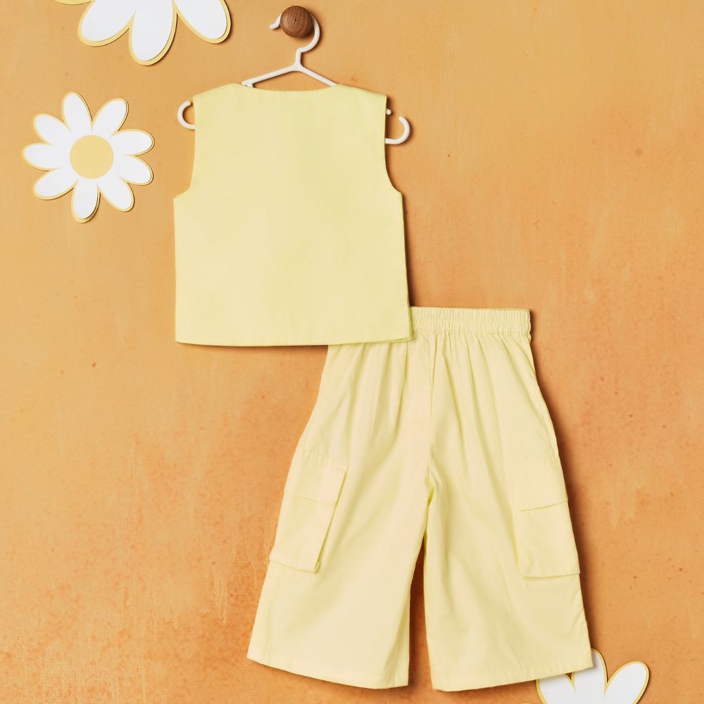 Yellow Top With Cargo Pant Co-Ord Set
