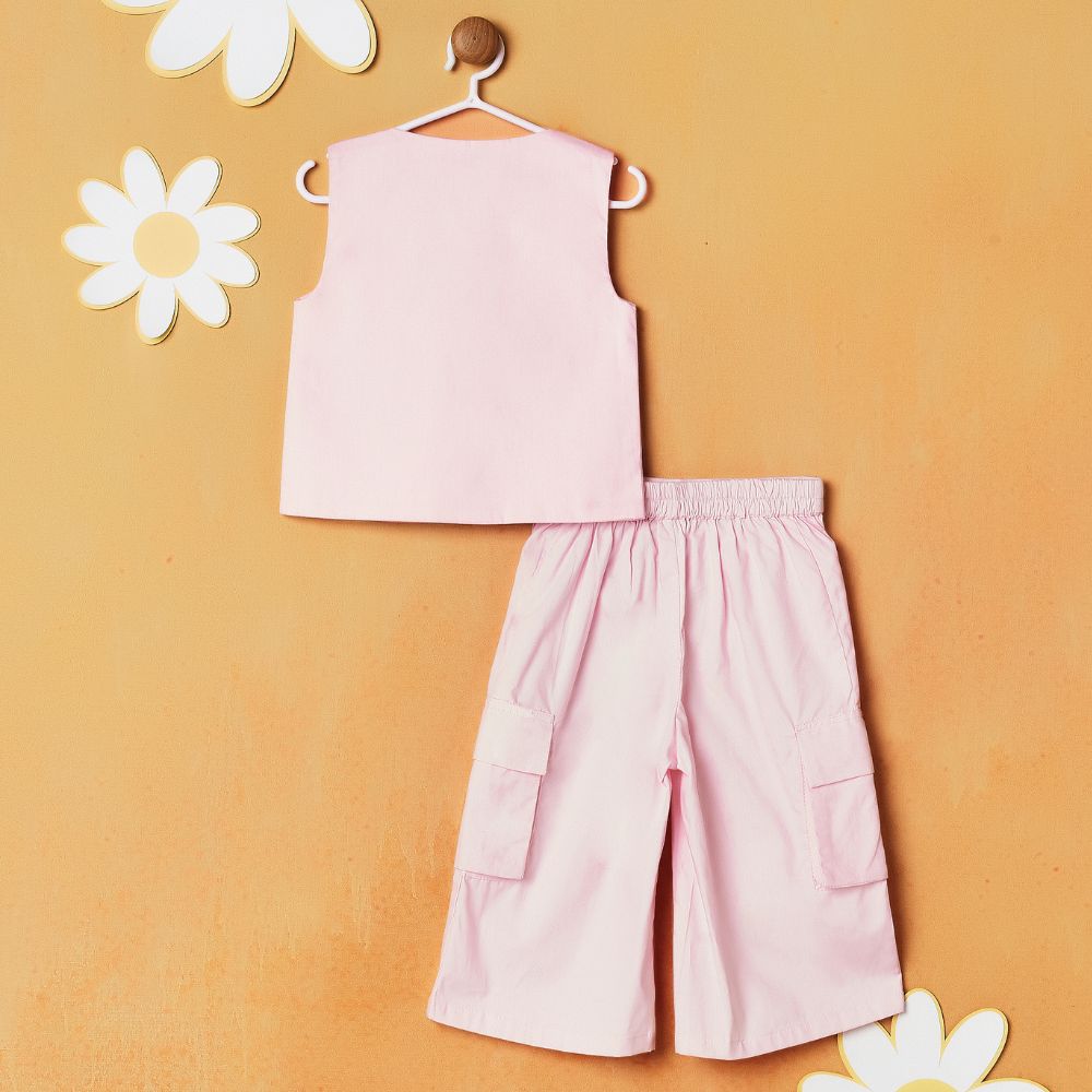 Pink Top With Cargo Pant Co-Ord Set