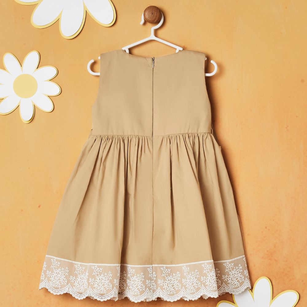 Beige Pom Pom Dress