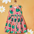 Pink Floral Printed Sleeveless Dress