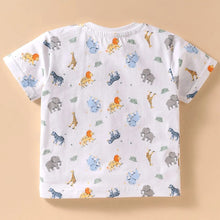Load image into Gallery viewer, Blue Jungle Theme Embroidered Printed Dungaree &amp; Half Sleeves T-Shirt
