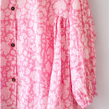 Load image into Gallery viewer, Pink Floral Hand Block Printed Mal Mal Kedia Top
