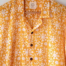 Load image into Gallery viewer, Yellow Floral Hand Block Printed Mal Mal Shirt
