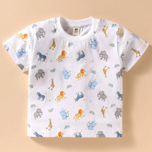 Load image into Gallery viewer, Blue Jungle Theme Embroidered Printed Dungaree &amp; Half Sleeves T-Shirt
